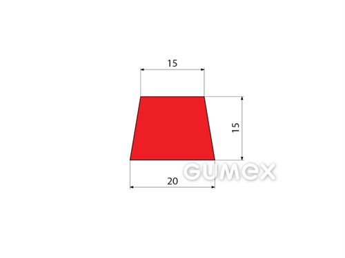 Gummiprofil "Trapez" Form, 15x20/15mm, 75°ShA, NR-SBR, -40°C/+80°C, rot, 